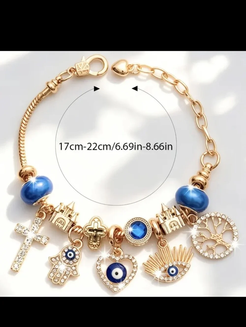 Evil Eye Gold Plated Charm Bracelet